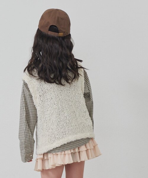 CIAOPANIC TYPY(チャオパニックティピー)の「【KIDS】《ジュニアサイズあり》ミックスチュールヤーンコンパクトベスト(ニット/セーター・キッズ・チャコールグレー/ピンク/イエロー・130/110/150)」の15枚目の写真