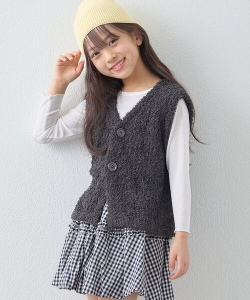 CIAOPANIC TYPY(チャオパニックティピー)の「【KIDS】《ジュニアサイズあり》ミックスチュールヤーンコンパクトベスト(ニット/セーター・キッズ・チャコールグレー/ピンク/イエロー・130/110/150)」の16枚目の写真