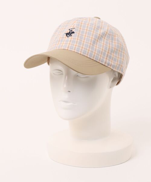 Right-on（ライトオン）の「【BEVERLY HILLS POLO CLUB】ワンポイント刺繍チェック柄キャップ (サイズ調整/UVカット/普段使い)（キャップ・レディース・ベージュ/ブルー・ONE SIZE）」の7枚目の写真