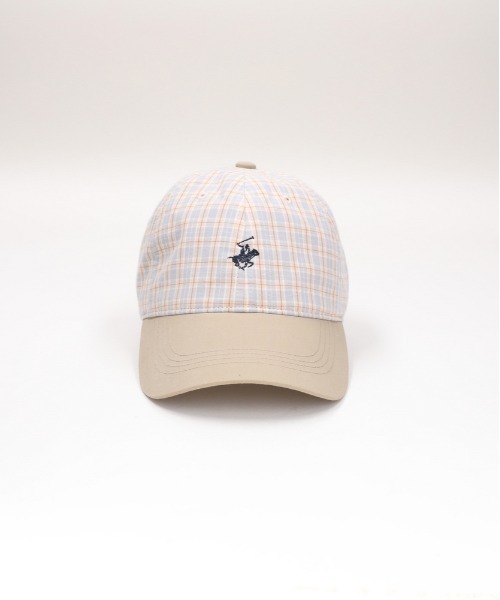 Right-on（ライトオン）の「【BEVERLY HILLS POLO CLUB】ワンポイント刺繍チェック柄キャップ (サイズ調整/UVカット/普段使い)（キャップ・レディース・ベージュ/ブルー・ONE SIZE）」の9枚目の写真