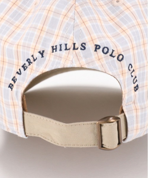 Right-on（ライトオン）の「【BEVERLY HILLS POLO CLUB】ワンポイント刺繍チェック柄キャップ (サイズ調整/UVカット/普段使い)（キャップ・レディース・ベージュ/ブルー・ONE SIZE）」の4枚目の写真
