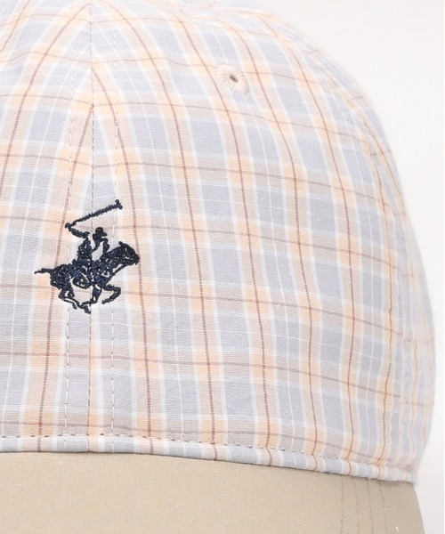 Right-on（ライトオン）の「【BEVERLY HILLS POLO CLUB】ワンポイント刺繍チェック柄キャップ (サイズ調整/UVカット/普段使い)（キャップ・レディース・ベージュ/ブルー・ONE SIZE）」の5枚目の写真