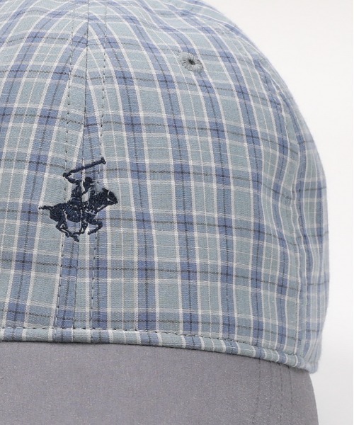 Right-on（ライトオン）の「【BEVERLY HILLS POLO CLUB】ワンポイント刺繍チェック柄キャップ (サイズ調整/UVカット/普段使い)（キャップ・レディース・ベージュ/ブルー・ONE SIZE）」の6枚目の写真