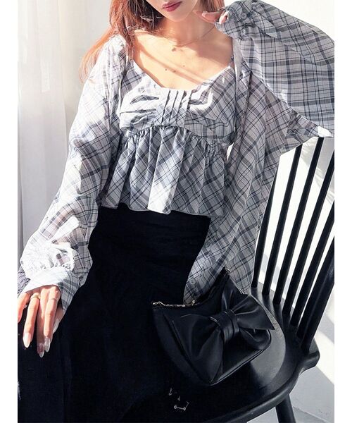 RESEXXY（リゼクシー）の「ルーズオーバーシャツ 【セットアップ着用可能】（シャツ/ブラウス・レディース・ブルー/ホワイト/ピンク・FREE）」の3枚目の写真