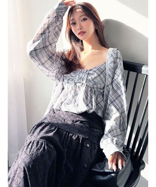 RESEXXY（リゼクシー）の「ルーズオーバーシャツ 【セットアップ着用可能】（シャツ/ブラウス・レディース・ブルー/ホワイト/ピンク・FREE）」の10枚目の写真