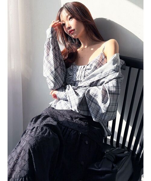 RESEXXY（リゼクシー）の「ルーズオーバーシャツ 【セットアップ着用可能】（シャツ/ブラウス・レディース・ブルー/ホワイト/ピンク・FREE）」の9枚目の写真