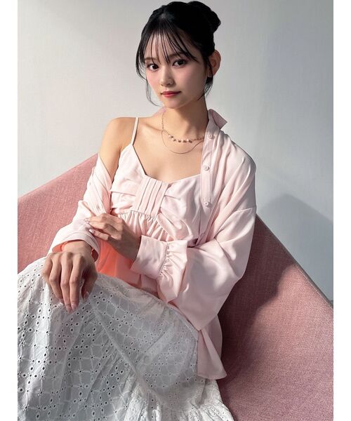 RESEXXY（リゼクシー）の「ルーズオーバーシャツ 【セットアップ着用可能】（シャツ/ブラウス・レディース・ブルー/ホワイト/ピンク・FREE）」の5枚目の写真