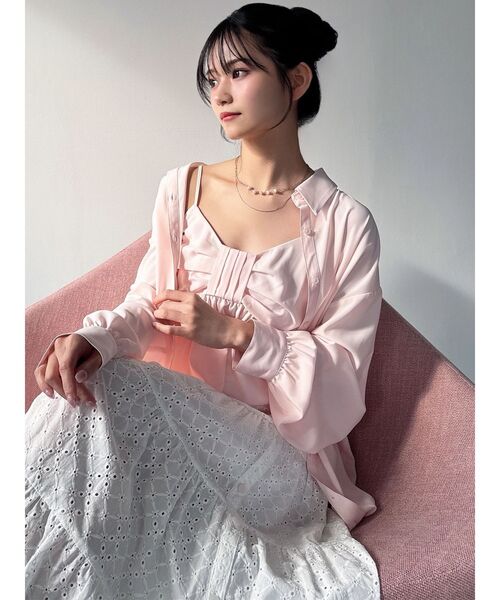 RESEXXY（リゼクシー）の「ルーズオーバーシャツ 【セットアップ着用可能】（シャツ/ブラウス・レディース・ブルー/ホワイト/ピンク・FREE）」の4枚目の写真