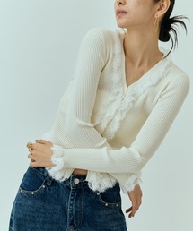 DRWCYS | ラッフルレースリブカーデ(カーディガン/ボレロ)
