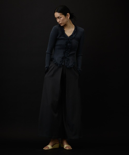 DRWCYS（ドロシーズ）の「ラッフルレースリブカーデ（カーディガン/ボレロ・レディース・ブラック/グレー/オフホワイト・FREE）」の5枚目の写真