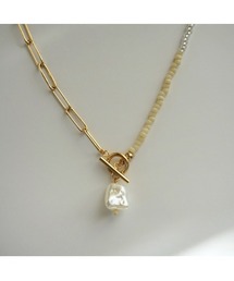 tone（トーン）の「【colore】チェーン×ビーズネックレス｜バロックパール(MA)（ネックレス）」