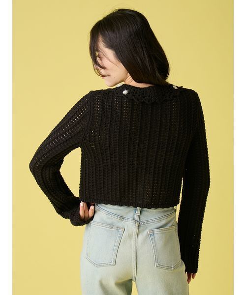 LILY BROWN（リリーブラウン）の「[L.B CANDY STOCK]クロシェ編みビジューニットカーディガン（カーディガン/ボレロ・レディース・イエロー/ブラック/ホワイト・F）」の10枚目の写真