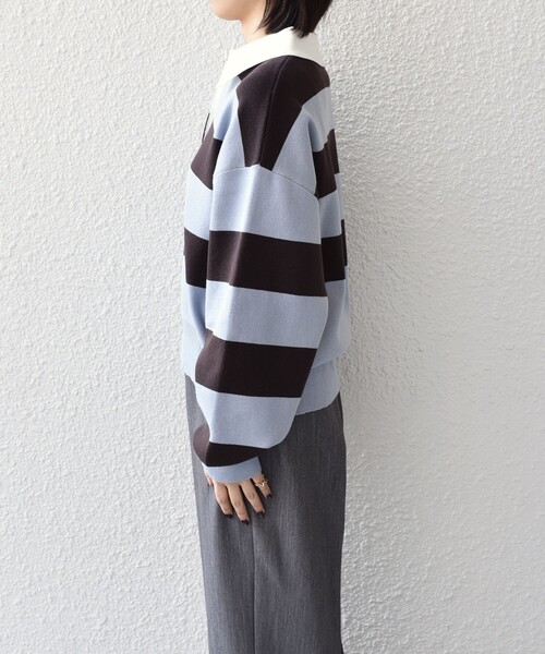 SHIPS Colors(シップス カラーズ)の「SHIPS Colors:〈手洗い可能〉コットン / アクリル ラガー ニット(ニット/セーター・レディース・ベージュ/ライトブルー・ONE SIZE)」の14枚目の写真