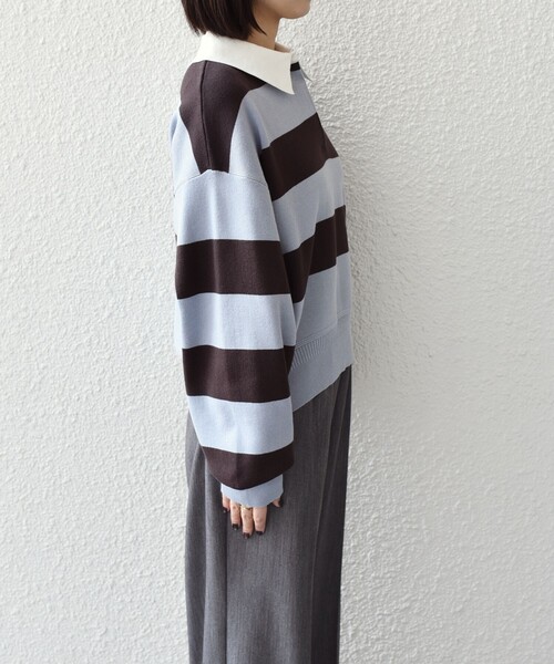 SHIPS Colors(シップス カラーズ)の「SHIPS Colors:〈手洗い可能〉コットン / アクリル ラガー ニット(ニット/セーター・レディース・ベージュ/ライトブルー・ONE SIZE)」の16枚目の写真