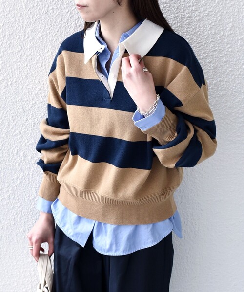 SHIPS Colors(シップス カラーズ)の「SHIPS Colors:〈手洗い可能〉コットン / アクリル ラガー ニット(ニット/セーター・レディース・ベージュ/ライトブルー・ONE SIZE)」の20枚目の写真