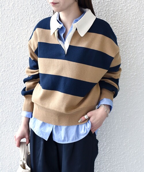 SHIPS Colors(シップス カラーズ)の「SHIPS Colors:〈手洗い可能〉コットン / アクリル ラガー ニット(ニット/セーター・レディース・ベージュ/ライトブルー・ONE SIZE)」の21枚目の写真