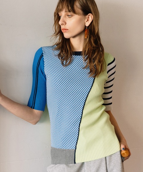 AULA AILA(アウラアイラ)の「パターンドリブニット(ニット/セーター・レディース・ピンク/ライム/ブラウン/ブラック・0)」の4枚目の写真