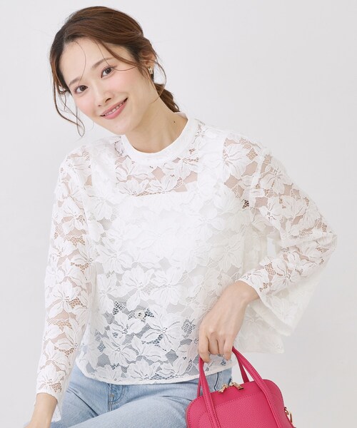 COUP DE CHANCE(クードシャンス)の「【手洗い可】コットン混レースブラウス(シャツ/ブラウス・レディース・ブラック/ホワイト・34/40/38/36)」の10枚目の写真