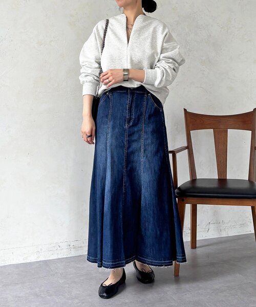 un dix cors（アンディコール）の「デニムストレッチフレアスカート（スカート・レディース・インディゴブルー/サックスブルー・FREE）」の7枚目の写真