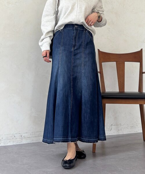 un dix cors（アンディコール）の「デニムストレッチフレアスカート（スカート・レディース・インディゴブルー/サックスブルー・FREE）」の10枚目の写真