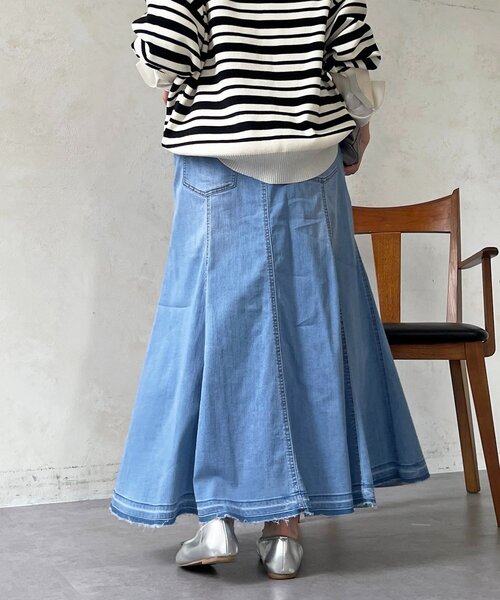 un dix cors（アンディコール）の「デニムストレッチフレアスカート（スカート・レディース・インディゴブルー/サックスブルー・FREE）」の13枚目の写真