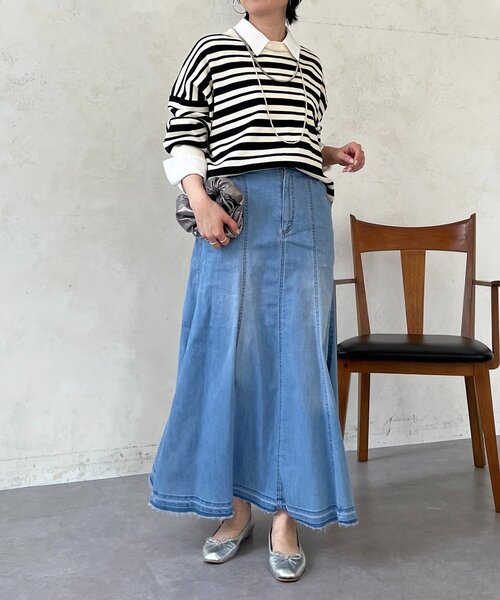 un dix cors（アンディコール）の「デニムストレッチフレアスカート（スカート・レディース・インディゴブルー/サックスブルー・FREE）」の16枚目の写真