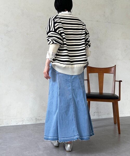 un dix cors（アンディコール）の「デニムストレッチフレアスカート（スカート・レディース・インディゴブルー/サックスブルー・FREE）」の17枚目の写真