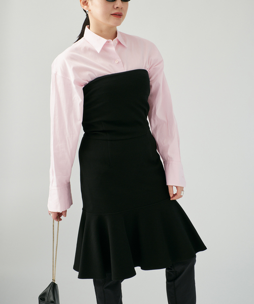 VERMEIL par iena(ヴェルメイユパーイエナ)の「チューブワンピース(ワンピース・レディース・ライトグレー/ブラック・FREE)」の2枚目の写真