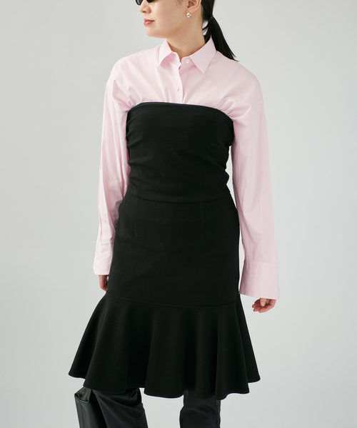 VERMEIL par iena(ヴェルメイユパーイエナ)の「チューブワンピース(ワンピース・レディース・ライトグレー/ブラック・FREE)」の3枚目の写真