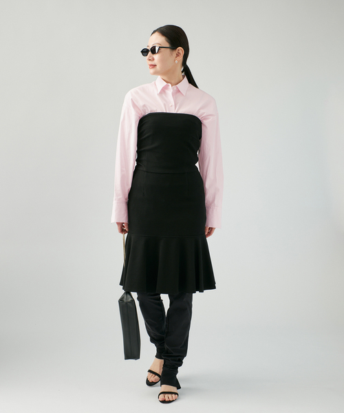 VERMEIL par iena(ヴェルメイユパーイエナ)の「チューブワンピース(ワンピース・レディース・ライトグレー/ブラック・FREE)」の5枚目の写真