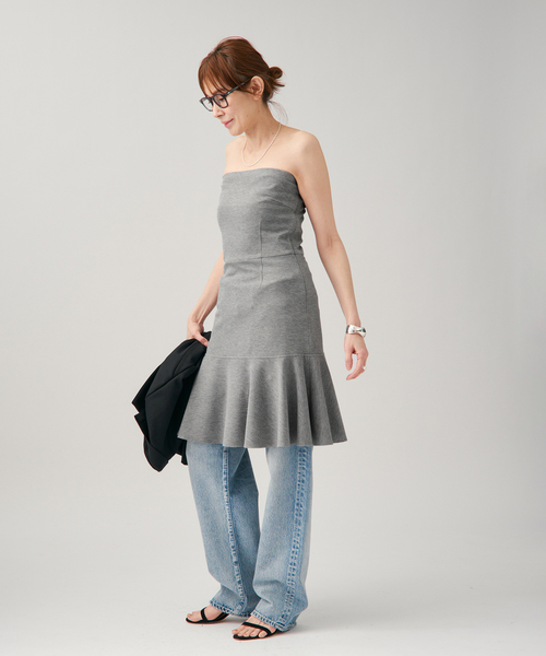 VERMEIL par iena(ヴェルメイユパーイエナ)の「チューブワンピース(ワンピース・レディース・ライトグレー/ブラック・FREE)」の12枚目の写真