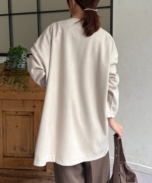 Thevon（ゼボン）の「FSノーカラーミドルコート（その他アウター・レディース・チャコールグレー/アイボリー/サックスブルー・FREE）」の6枚目の写真