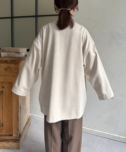 Thevon（ゼボン）の「FSノーカラーミドルコート（その他アウター・レディース・チャコールグレー/アイボリー/サックスブルー・FREE）」の12枚目の写真