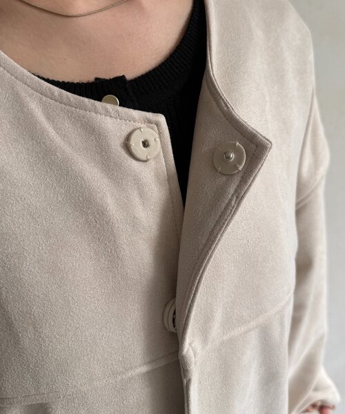 Thevon（ゼボン）の「FSノーカラーミドルコート（その他アウター・レディース・チャコールグレー/アイボリー/サックスブルー・FREE）」の14枚目の写真