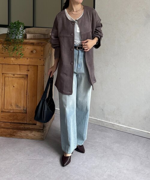 Thevon（ゼボン）の「FSノーカラーミドルコート（その他アウター・レディース・チャコールグレー/アイボリー/サックスブルー・FREE）」の20枚目の写真