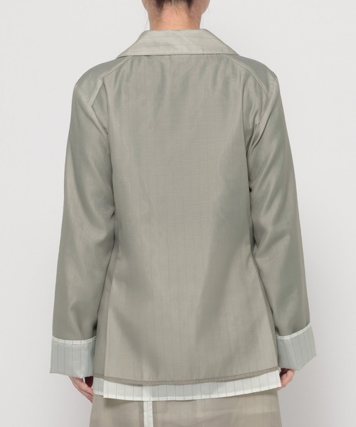 HARE（ハレ）の「シアーストライプミドルジャケット(HARE)（テーラードジャケット・レディース・ライトベージュ/ブラック・FREE）」の18枚目の写真