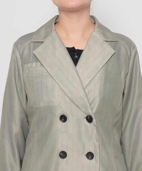 HARE（ハレ）の「シアーストライプミドルジャケット(HARE)（テーラードジャケット・レディース・ライトベージュ/ブラック・FREE）」の19枚目の写真