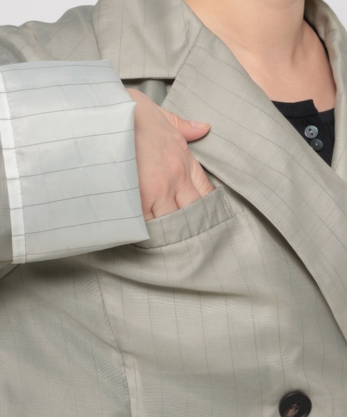 HARE（ハレ）の「シアーストライプミドルジャケット(HARE)（テーラードジャケット・レディース・ライトベージュ/ブラック・FREE）」の21枚目の写真