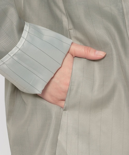 HARE（ハレ）の「シアーストライプミドルジャケット(HARE)（テーラードジャケット・レディース・ライトベージュ/ブラック・FREE）」の22枚目の写真