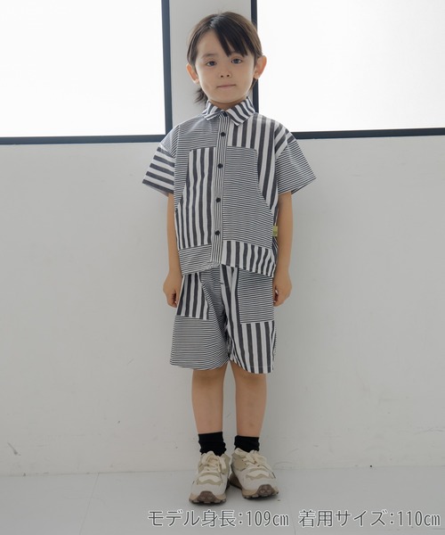 MAKE YOUR DAY（メイクユアデイ）の「セットアップできるストライプボーダー5分丈パンツ■80～140cm（その他パンツ・キッズ・ブラック/ブルー・110/90/80/100/120/130/140）」の7枚目の写真