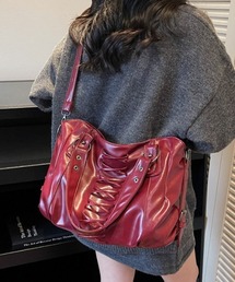 LAC-VERT（ラック・ヴェール）の「レースアップフェイクレザー2WAYバッグ（ショルダーバッグ）」