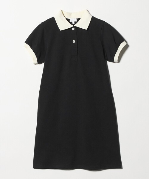green label relaxing（グリーンレーベルリラクシング）の「バイカラー カノコ ポロワンピース / キッズ  140cm-160cm（ワンピース・キッズ・ブラック/ベージュ・140cm/150cm/160cm）」の2枚目の写真