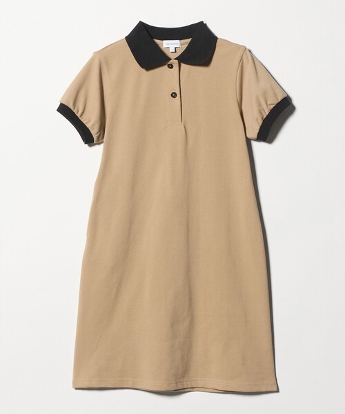 green label relaxing（グリーンレーベルリラクシング）の「バイカラー カノコ ポロワンピース / キッズ  140cm-160cm（ワンピース・キッズ・ブラック/ベージュ・140cm/150cm/160cm）」の3枚目の写真