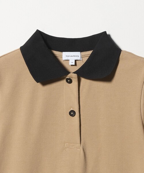 green label relaxing（グリーンレーベルリラクシング）の「バイカラー カノコ ポロワンピース / キッズ  140cm-160cm（ワンピース・キッズ・ブラック/ベージュ・140cm/150cm/160cm）」の5枚目の写真