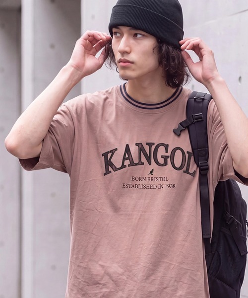 KANGOL(カンゴール)の「【KANGOL/カンゴール】別注 パッチワークロゴ ラインリブ半袖Tシャツ(Tシャツ/カットソー・メンズ・ベージュ/ネイビー/ホワイト/グリーン/ブラック/アッシュグレー/チャコールグレー・S/M/L/XL)」の5枚目の写真