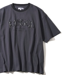 CORPUS　SELECT（コーパストーキョー）の「【KANGOL/カンゴール】別注 パッチワークロゴ ラインリブ半袖Tシャツ（Tシャツ/カットソー）」