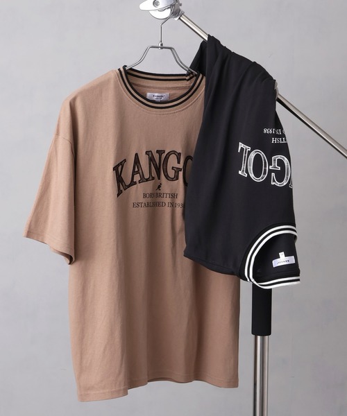 KANGOL(カンゴール)の「【KANGOL/カンゴール】別注 パッチワークロゴ ラインリブ半袖Tシャツ(Tシャツ/カットソー・メンズ・ベージュ/ネイビー/ホワイト/グリーン/ブラック/アッシュグレー/チャコールグレー・S/M/L/XL)」の9枚目の写真