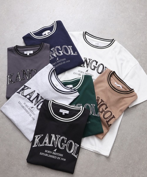 KANGOL(カンゴール)の「【KANGOL/カンゴール】別注 パッチワークロゴ ラインリブ半袖Tシャツ(Tシャツ/カットソー・メンズ・ベージュ/ネイビー/ホワイト/グリーン/ブラック/アッシュグレー/チャコールグレー・S/M/L/XL)」の8枚目の写真