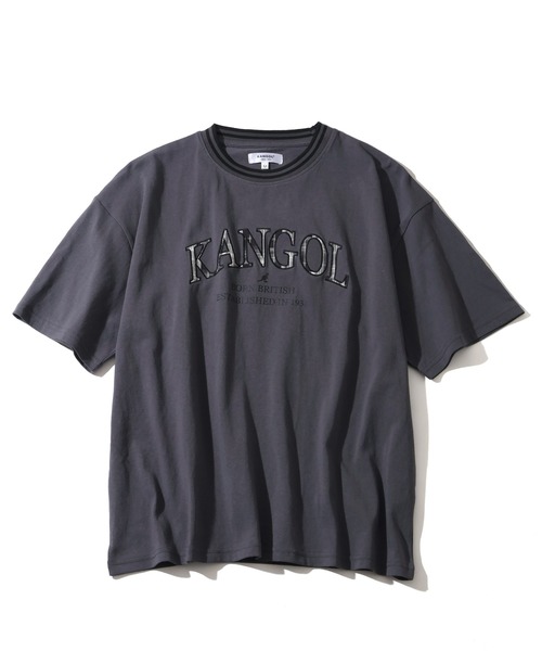 KANGOL(カンゴール)の「【KANGOL/カンゴール】別注 パッチワークロゴ ラインリブ半袖Tシャツ(Tシャツ/カットソー・メンズ・ベージュ/ネイビー/ホワイト/グリーン/ブラック/アッシュグレー/チャコールグレー・S/M/L/XL)」の13枚目の写真