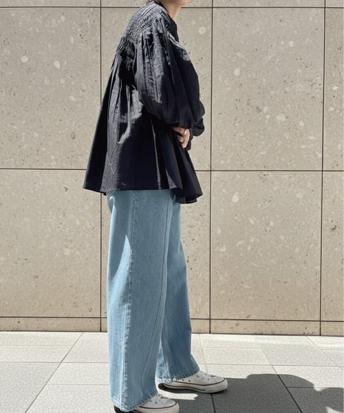 SOTT(ソット)の「インドコットン ピンタックギャザーブラウス(シャツ/ブラウス・レディース・チャコールグレー/オフホワイト・FREE)」の12枚目の写真